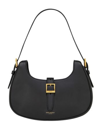 Saint Laurent Le Fermoir Hobo Bag In Shiny Leather 672615 Black